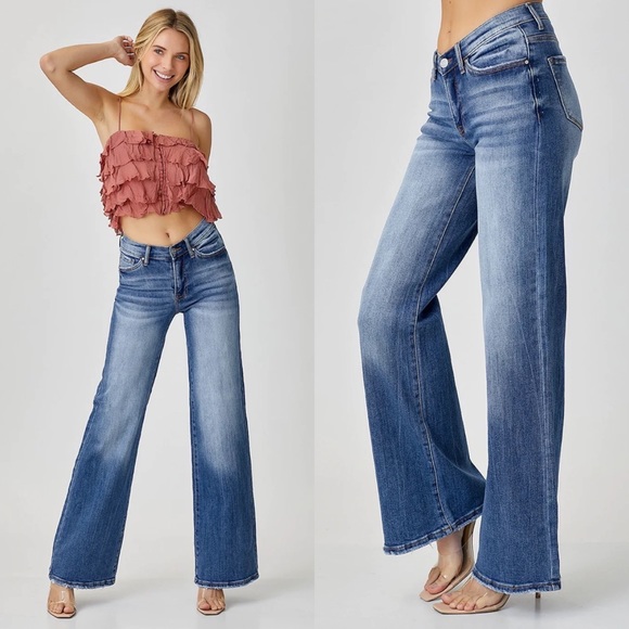 Risen Denim - NWT Risen Dipped V Wide Leg Jeans Size 11/30
